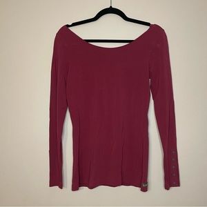 Matilda Jane scoop neckline red/maroon button accent long sleeve shirt small